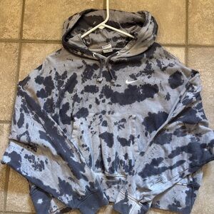 Nike Black and Gray Tie-Dye Hoodie